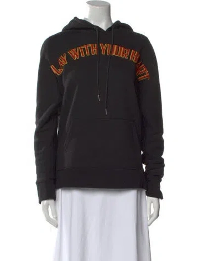 Pre-owned Sandro Graphic Print Crew Neck Sweatshirt In Black