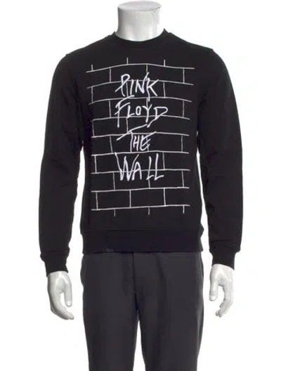 Pre-owned Sandro Graphic Print Crew Neck Sweatshirt In Black