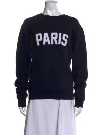 Pre-owned Sandro Graphic Print Crew Neck Sweatshirt In Black