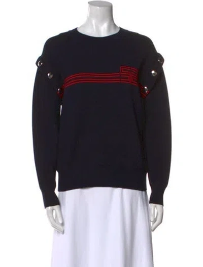 Pre-owned Sandro Graphic Print Crew Neck Sweatshirt In Blue