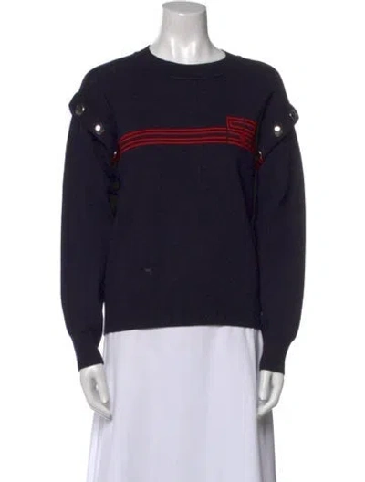 Pre-owned Sandro Graphic Print Crew Neck Sweatshirt In Blue