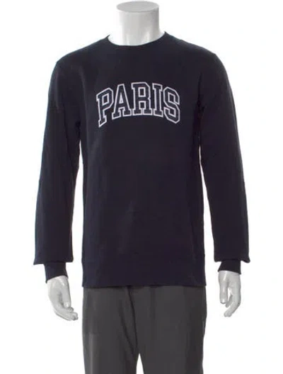 Pre-owned Sandro Graphic Print Crew Neck Sweatshirt In Blue