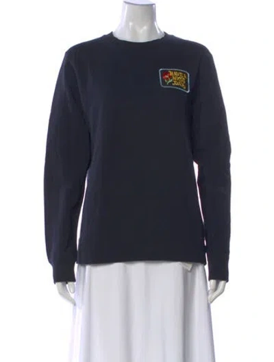 Pre-owned Sandro Graphic Print Crew Neck Sweatshirt In Blue