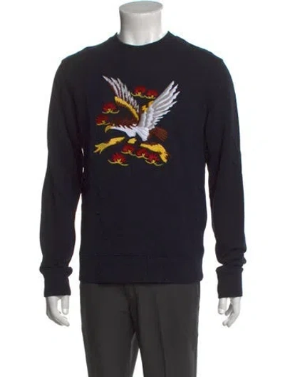 Pre-owned Sandro Graphic Print Crew Neck Sweatshirt In Blue