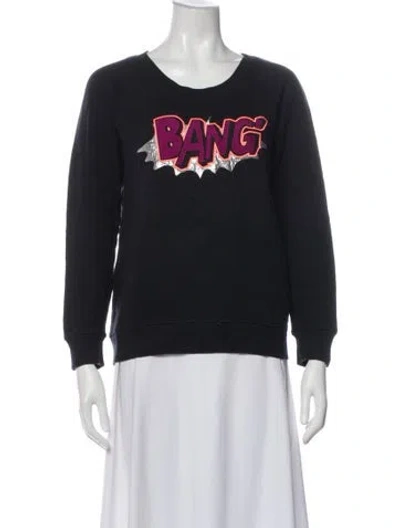 Pre-owned Sandro Graphic Print Crew Neck Sweatshirt In Blue