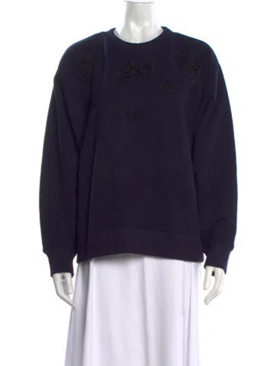 Pre-owned Sandro Graphic Print Crew Neck Sweatshirt In Blue