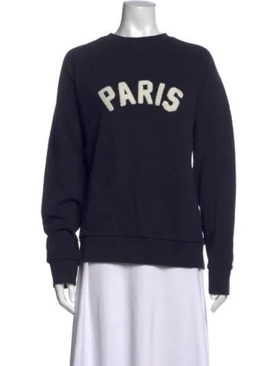 Pre-owned Sandro Graphic Print Crew Neck Sweatshirt In Blue