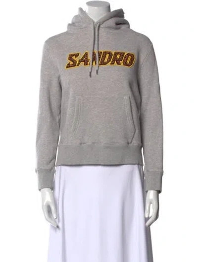 Pre-owned Sandro Graphic Print Crew Neck Sweatshirt In Gray