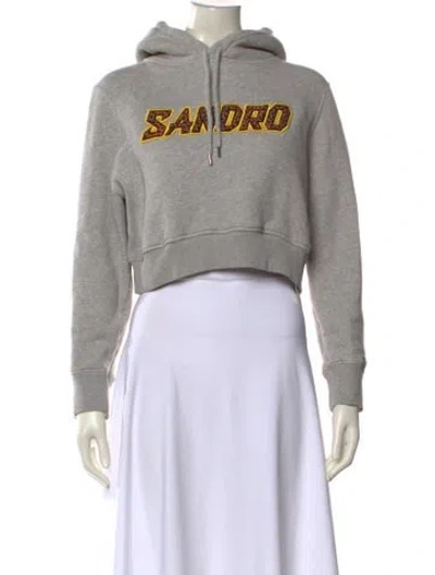 Pre-owned Sandro Graphic Print Crew Neck Sweatshirt In Gray