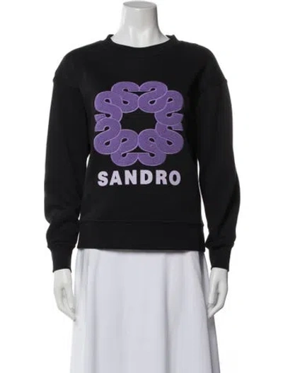 Pre-owned Sandro Graphic Print Crew Neck Sweatshirt In Gray