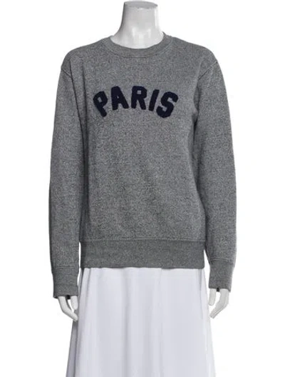 Pre-owned Sandro Graphic Print Crew Neck Sweatshirt In Gray