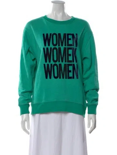 Pre-owned Sandro Graphic Print Crew Neck Sweatshirt In Green