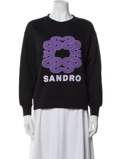 Pre-owned Sandro Graphic Print Crew Neck Sweatshirt In Grey