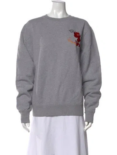 Pre-owned Sandro Graphic Print Crew Neck Sweatshirt In Grey
