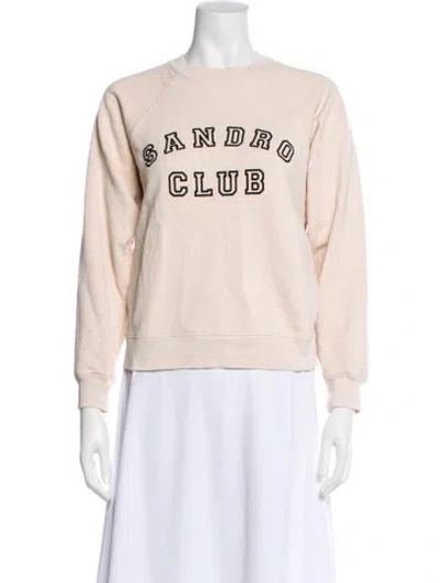 Pre-owned Sandro Graphic Print Crew Neck Sweatshirt In Neutral