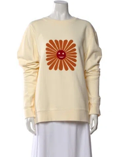 Pre-owned Sandro Graphic Print Crew Neck Sweatshirt In Neutral