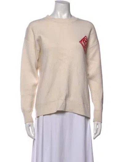 Pre-owned Sandro Graphic Print Crew Neck Sweatshirt In Neutrals