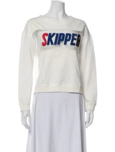 Pre-owned Sandro Graphic Print Crew Neck Sweatshirt In Neutrals
