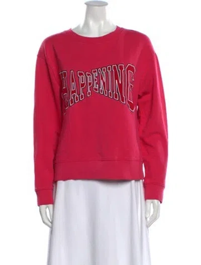 Pre-owned Sandro Graphic Print Crew Neck Sweatshirt In Pink