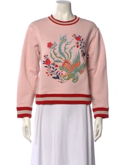 Pre-owned Sandro Graphic Print Crew Neck Sweatshirt In Pink