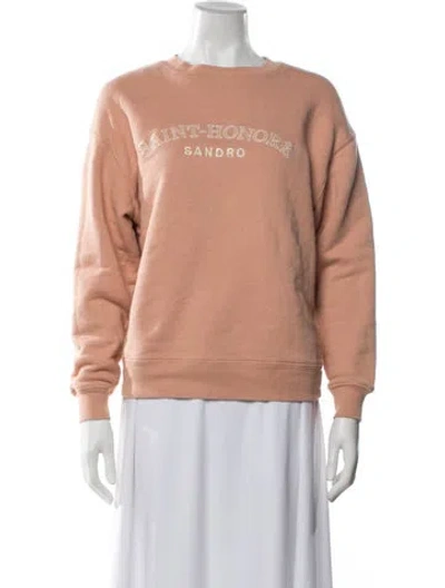 Pre-owned Sandro Graphic Print Crew Neck Sweatshirt In Pink