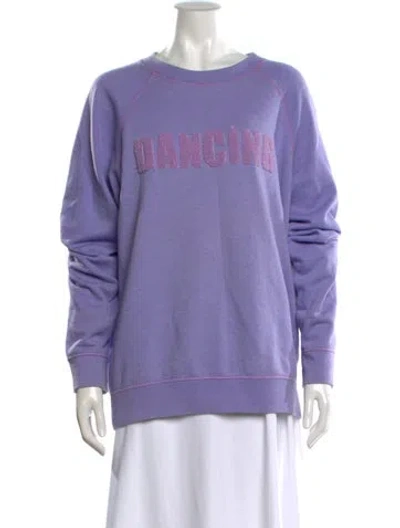 Pre-owned Sandro Graphic Print Crew Neck Sweatshirt In Purple