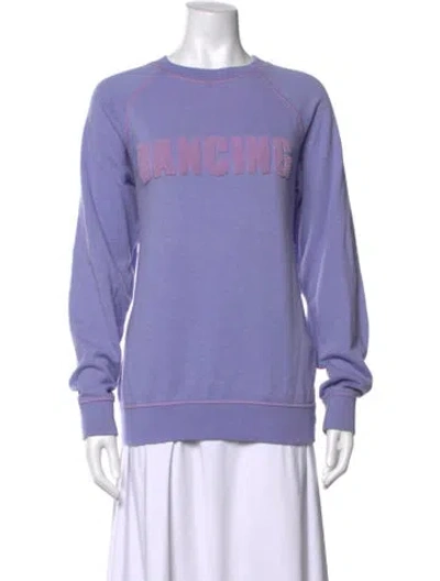 Pre-owned Sandro Graphic Print Crew Neck Sweatshirt In Purple