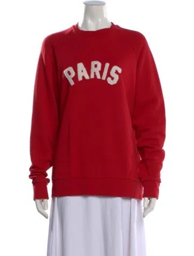 Pre-owned Sandro Graphic Print Crew Neck Sweatshirt In Red