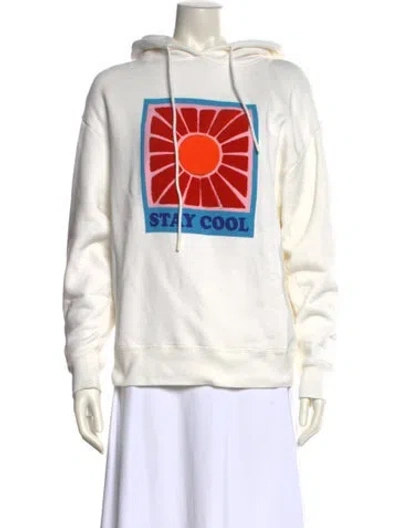 Pre-owned Sandro Graphic Print Crew Neck Sweatshirt In White