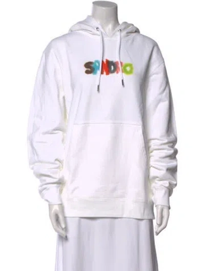 Pre-owned Sandro Graphic Print Crew Neck Sweatshirt In White