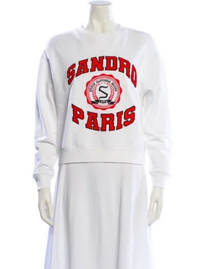 Pre-owned Sandro Graphic Print Crew Neck Sweatshirt In White