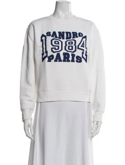 Pre-owned Sandro Graphic Print Crew Neck Sweatshirt In White