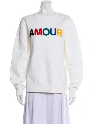 Pre-owned Sandro Graphic Print Crew Neck Sweatshirt In White