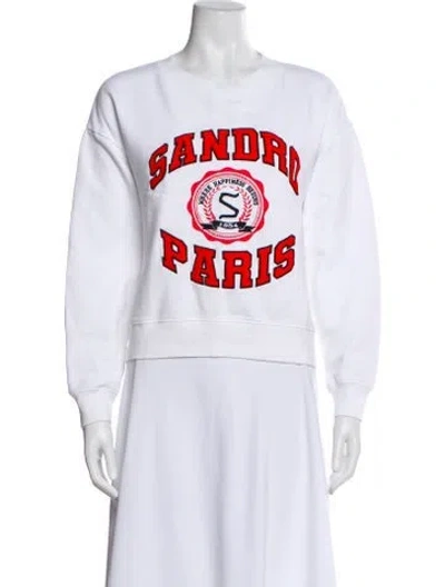 Pre-owned Sandro Graphic Print Crew Neck Sweatshirt In White