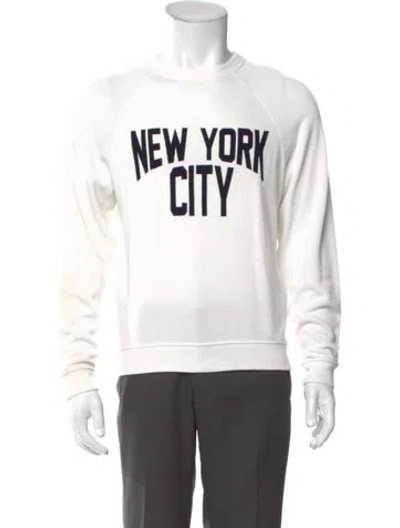 Pre-owned Sandro Graphic Print Crew Neck Sweatshirt In White