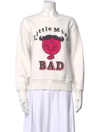Pre-owned Sandro Graphic Print Crew Neck Sweatshirt In White