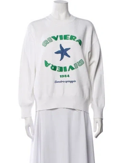 Pre-owned Sandro Graphic Print Crew Neck Sweatshirt In White