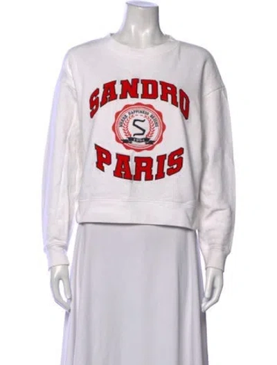 Pre-owned Sandro Graphic Print Crew Neck Sweatshirt In White