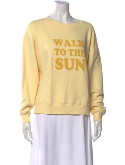 Pre-owned Sandro Graphic Print Crew Neck Sweatshirt In Yellow