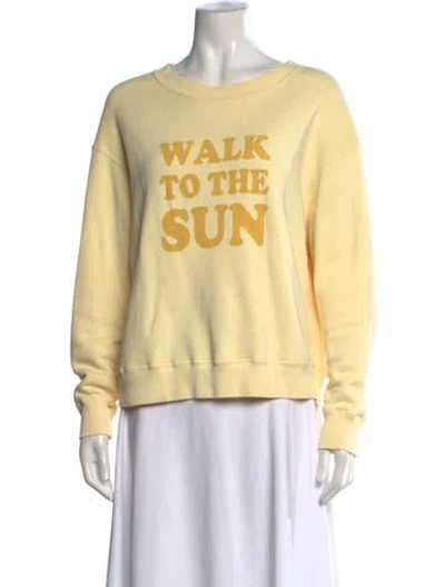 Pre-owned Sandro Graphic Print Crew Neck Sweatshirt In Yellow