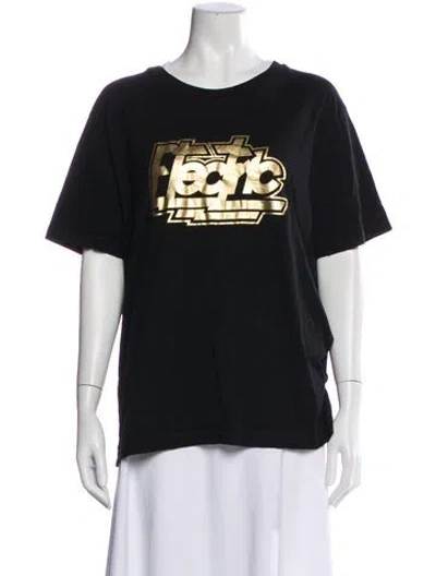 Pre-owned Sandro Graphic Print Crew Neck T-shirt In Black