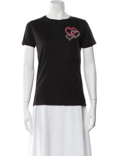 Pre-owned Sandro Graphic Print Crew Neck T-shirt In Black