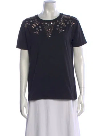 Pre-owned Sandro Graphic Print Crew Neck T-shirt In Black
