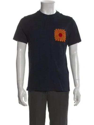 Pre-owned Sandro Graphic Print Crew Neck T-shirt In Black