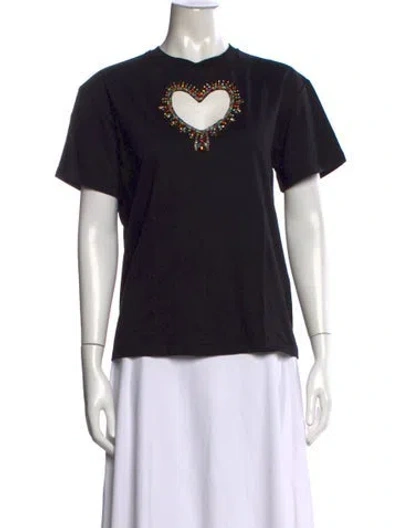 Pre-owned Sandro Graphic Print Crew Neck T-shirt In Black