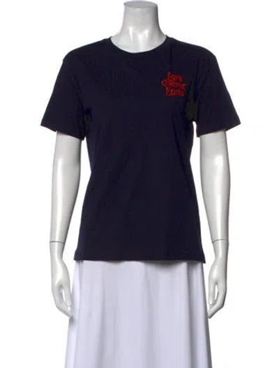 Pre-owned Sandro Graphic Print Crew Neck T-shirt In Black