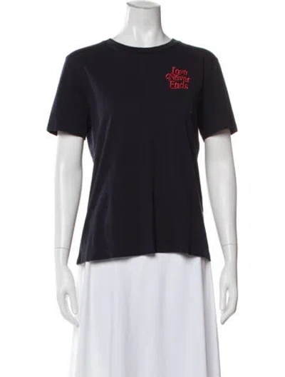 Pre-owned Sandro Graphic Print Crew Neck T-shirt In Black