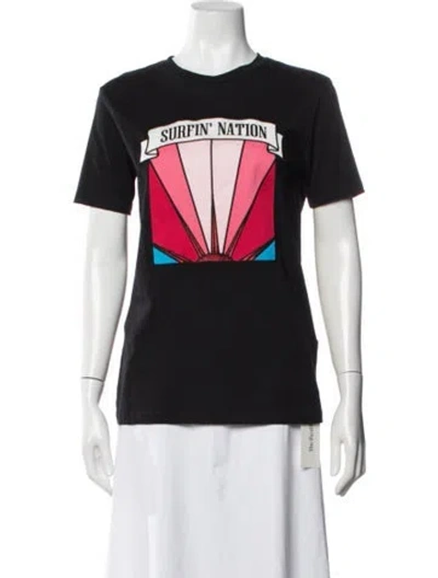 Pre-owned Sandro Graphic Print Crew Neck T-shirt In Black
