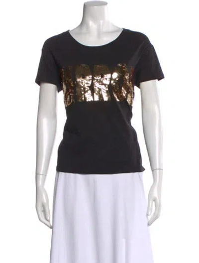 Pre-owned Sandro Graphic Print Crew Neck T-shirt In Black