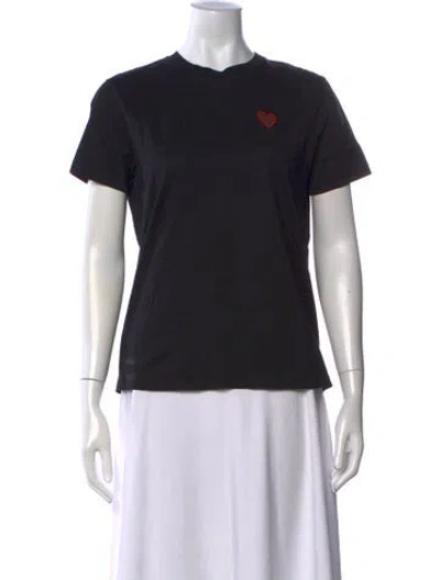 Pre-owned Sandro Graphic Print Crew Neck T-shirt In Black